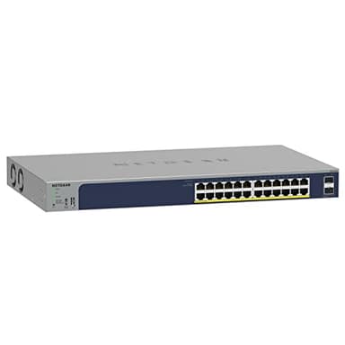 NETGEAR PoE Switch 24 Port (GS724TP V3), Gigabit PoE+ Smart Managed Switch 19 Zoll, 24x PoE+ 190W, 2X 1G-SFP, Desktop oder Rack-Montage, ProSAFE Lifetime-Garantie