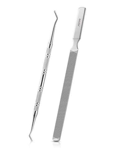 BEZOX Lange Nagelfeile aus Stahl für Onychomykose, eingewachsene Nägel, dicke und pilzartige Nägel mit doppelseitigem Zehennagelheber – Das ultimative Maniküre