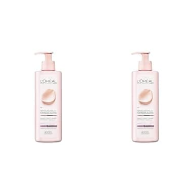 L'Oréal Paris Gesichtsreinigung, Reinigungsmilch zur Entfernung von Make-up, Mit Rosen-und Jasminextrakt, Auch für sensible Haut geeignet, Kostbare Blüten, 1 x 400 ml (Packung mit 2)