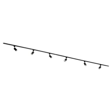 QUB FOCUS III – Spotbalken, 6-flammig – Schienensystem für Innenbeleuchtung, Komplett-Set mit 6 Spots für GU10 Leuchtmittel und 4 Schienen à 1 m = 4 m – Schwarz