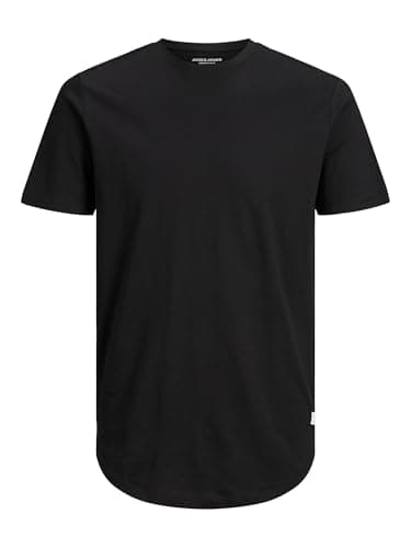 JACK & JONES Herren Rundhals T-Shirt JJENOA - Regular Fit Plussize XXL-8XL, Größe:7XL, Farbe:Black 12184933
