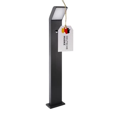 max K O M F O R T LED Standleuchte mit Bewegungsmelder – Moderne Außenleuchte schwarz aus Aluminium – IP54 Wegeleuchte warmweiß 700lm – Sicht & Sicherheit für Außenbereiche| 1504-800BM