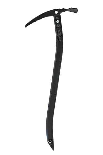 STUBAI Eispickel LEVEL 59 cm | ergonomisch gebogener Leicht-Eispickel 475 g | Aluminiumstiel & Stahlkopf sandgestrahlt, lasergraviert | mattschwarz | für Bergsteigen, Hochtour Eis & Stufenschlagen Pro