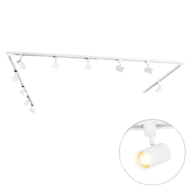 QAZQA - Modern Modernes 1-Phasen-Schienensystem Komplettset I Spotlight I Deckenspot I Deckenstrahler I Strahler mit 10 Spot I Spotlight I Deckenspot I Deckenstrahler I Strahler I Lampe I Leuchtes wei
