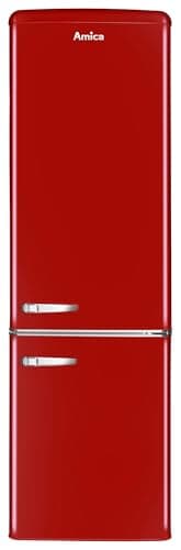 Amica KGCR 387 100 R Retro Kühl-/Gefrierkombination / Chili Red (Rot) / 181cm (H) x 55cm (B) x 62cm (T) / Retro-Design / Kühlschrank mit Gefrierfach