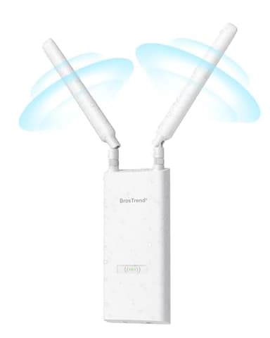 BrosTrend AC1200 Outdoor WLAN Verstärker Hohe Reichweite, IP65 Wetterfester WiFi Repeater Extender mit Gigabit Port, DualBand 5GHz 867Mbit/s + 2.4GHz 300Mbit/s, 802.3af PoE, mit Passive PoE Injektor