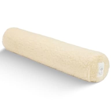 Merino Schafwolle Yoga Bolster | Yogarolle mit Bio-Buchweizenschalen | Einstellbare Füllung | Weiche Naturwolle Waschbarer Bezug | Reisefreundlich | Mit Tragetasche | Runde 70x13cm – Natur
