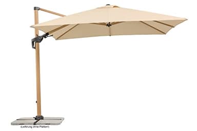 Schneider Sonnenschirm Rhodos Twist Woody, natur, 300 x 300 cm quadratisch, Gestell Alu/Stahl, Bespannung Polyester, 25.7 kg