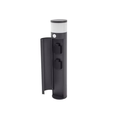 Lucande Wegeleuchte 2 Steckdosen, Außenleuchte Sockelleuchte 50,5 cm mit Bewegungsmelder Gartenlampe IP44 Stromsäule Garten 1x G9 ohne Leuchtmittel