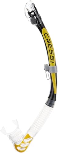 Cressi Alpha Ultra Dry Snorkel Transparent/Black/Yellow - Trockenschnorchel zum Tauchen Freitauchen und Schnorcheln, Transparent/Schwarz/Silber, Einheitsgröße Unisex