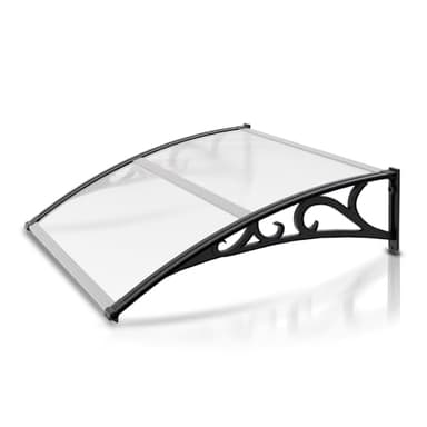 Izrielar Vordach für Haustür,100x120cm Überdachung Haustür aus Aluminium,Transparentes Pultbogenvordach mit ABS Halterung,Regenfest Schnee und UV Schutz,Transparent Polycarbonat