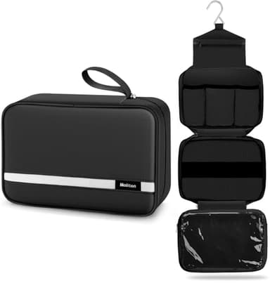 Maliton Kulturbeutel zum Aufhängen [Wasserdicht] - Große Reisetasche für Reise/Dienstreise/Fitness/Schwimmen | Kosmetiktasche Damen Herren mit 4 Fächern | Waschtasche faltbar & kompakt(Schwarz)
