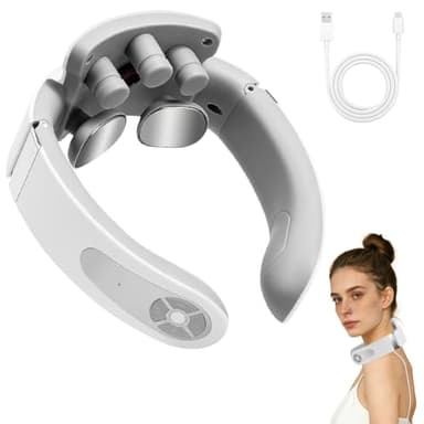 Nackenmassagegerät, Intelligentes Nackenmassagegerä-T, Elektrische nackenmassagegerät mit Wärme, Neck Massager, 4 Modi 15 IntensitäTsstufen, MassagegeräT Kabellos für Entspannung, Zuhause, Büro, Reise