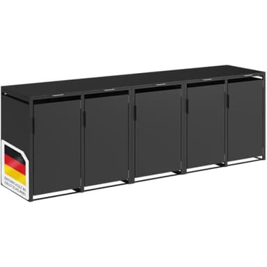STEELSØN Thoria Mülltonnenbox 5er bis 240L – Mülltonnenverkleidung aus Stahl in Graphitschwarz – hochwertige Müllcontainer für 5 Tonnen – Müllbox wetterfest – UV-beständige Gerätebox/Mülltonnen Box