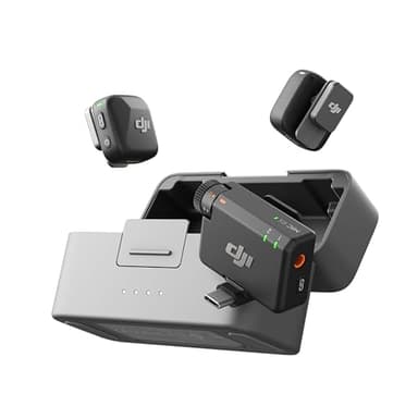 DJI Mic Mini (2 Sender, 1 Empfänger, Ladeschale), Kabelloses Lavalier Mikrofon, Bluetooth Mikrofon, OsmoAudio, 48 Std. Nutzung, Mini Mikrofon für Handy/Kamera, iPhone, Android, Vlog, YouTube