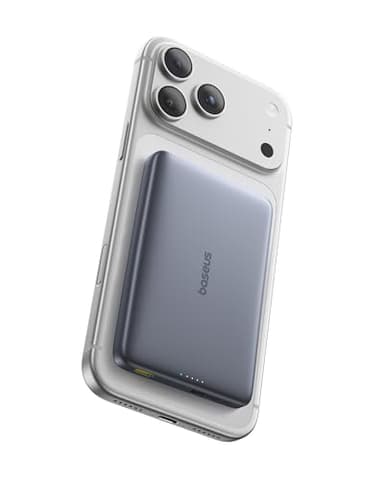 Baseus Picogo AM41 Power Bank, Ultra Slim 10000mAh Qi2 Magsafe Powerbank 15W Wireless, PD 27W Schnellladung, Magnetische Externe Batterie mit USB C Kabel für iPhone 17/16/15/14/13/12, Space Grauer