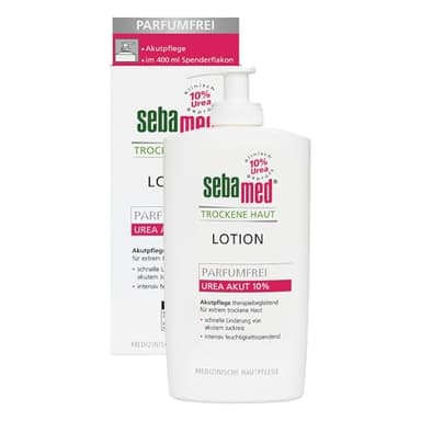 Sebamed Trockene Haut Urea Akut 10% Lotion parfumfrei 400 ml mit Spender, Feuchtigkeits- , lindert Spannungsgefühl, langanhaltender Schutz vor Austrocknung, für Damen und Herren
