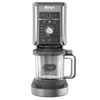 Ninja CREAMi Deluxe Eis-und Eisgetränkmaschine mit 3 Bechern, 10 Funktionen, macht Eiscreme, Gelato, Sorbet, Frozen Yoghurt, Milchshakes, Slushi & mehr, 2-in-1 Geschmacksoption, Silber, NC501EU