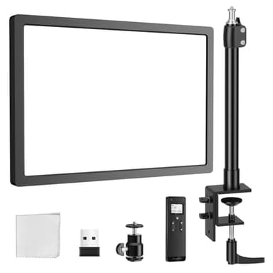 NEEWER 25W 12.9" Streaming Key Light mit Tischständer/2,4G Remote/USB Transmitter, PC/Mac APP Steuerung Dimmbares Edge Lit Panel Videolicht mit 2300Lux 2900K-7000K CRI98+ für Webcam Laptop Zoom, GL25B