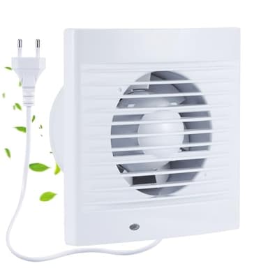 Moonjor 100mm Abluftventilator Küche, 120m³/h IPX2 Wasserdicht Badlüfter mit Rückstauklappe, 1m EU-Netzkabel für Bad WC
