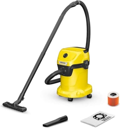 Karcher Nass-/Trockensauger WD 3 V-17/4/20, inkl. Patronenfilter, Vliesfilterbeutel, 1.000 W, Kunststoffbehälter: 17 l, Saugschlauch: 2 m und Schlauchaufbewahrung, Blasfunktion, Boden- und Fugendüse