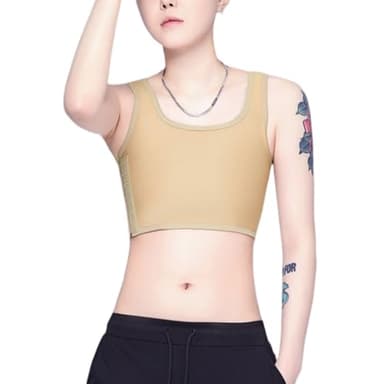 Zambuph Tank Top Weste Hemd Brust Binder Trans Abnehmen Elastische Unterwäsche Verstärktes Kurzes Korsett Atmungsaktive Kleidung Frauen, Hautfarbe, L