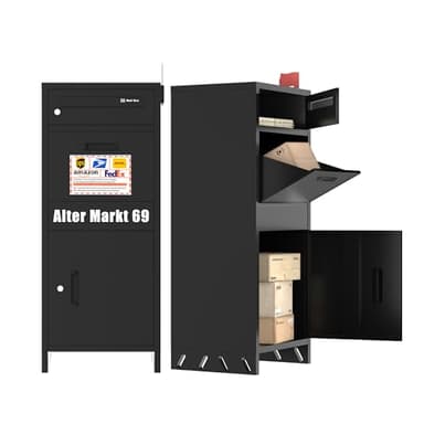 Paketbox Draussen Groß XXL|Abschließbarer Briefkasten mit Paketfach|Ausgestattet mit Lieferanweisungen und Individuellen Adressaufklebern|Installation Erforderlic(39x46x108 cm)