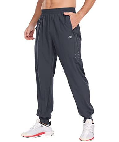 MoFiz Jogginghose Herren Outdoor Leicht Wanderhose Schnell Trocknend Atmungsaktiv Lang Sporthose Freizeithose mit Reißverschlusstaschen Dunkelgrau EU XXL