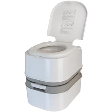Montafox Mobile Campingtoilette 24l mit Kolbenpumpe und Toilettenpapierfach tragbares Reise WC