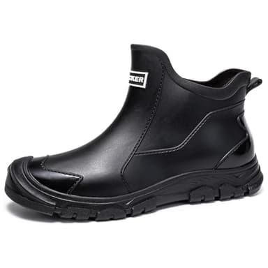 Gugifcto Gummistiefel Herren,Gummistiefel Damen Kurze,Halbhoch Stylische Boots Wasserdicht rutschfest Geeignet Regentag Rutschiger Boden Gartenschuhe Black43EU