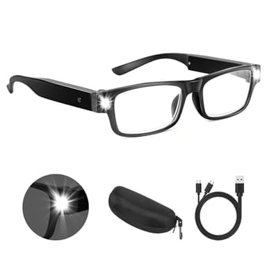 NZQXJXZ 300% Lupenbrille mit Licht, USB Wiederaufladbare LED Beleuchtete Vergrößerungsbrille, Freihändige Leselupe mit Licht für Senioren, Arbeiten im Nahbereich, Hobbys, Lesen, Basteln