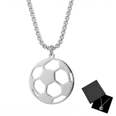TEOZBLU Fussball Geschenke Junge 7, 8, 9, 10, 11, 12 Jahre, Halskette Edelstahl, Fußball Sachen, coole sachen für 10 jährige jungs, Fussball Anhänger Jungs, Geburtstag, Kette Jungen Teenager Kinder