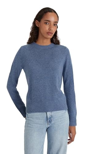 Style & Republic Kaschmir Pullover-Damen elegant aus 100% Cashmere - Dein kuscheliger Premium Strickpullover für stilvolle Herbst- & Winter-Momente - Blue Melange M