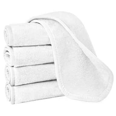 URAQT Mikrofaser Gesichtsreinigungstücher, 5pcs Waschbar Abschminktücher, Ultraweich Waschlappen Gesicht, Saugstarke Gesichtsreinigungstücher für Tägliche Entfernung und Reinigung(Weiß)