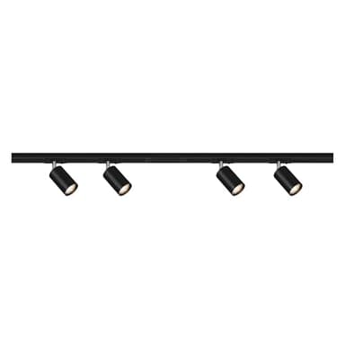 BRILONER - Schienensystem Rail Starterset, 4x GU10 Spots schwenkbar, erweiterbar, Lichtschienensystem Decke, Strahler Schiene, Deckenlampe, Deckenleuchte, Spotlight, 1,5 m, Schwarz
