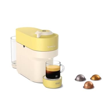 NESPRESSO DE’LONGHI Vertuo Pop Pastel Gelb Kapselmaschine | 4 Tassengrößen | Barcode-Erkennung | kompaktes Design | One-Touch Bedienung | Kaffeemaschine ENV90.LE