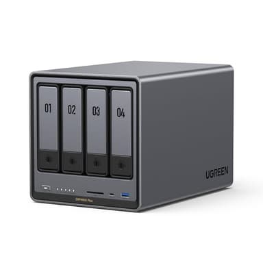 UGREEN NASync DXP4800 Plus, 4-Bay Desktop-NAS, Intel Pentium Gold 8505 Prozessor mit 5 Kernen, 8 GB DDR5 RAM, 128 GB SSD, 1 × 10 GbE, 1 × 2,5 GbE, 2 × M.2 NVMe-Slots, HDMI 4K (ohne Festplatten)