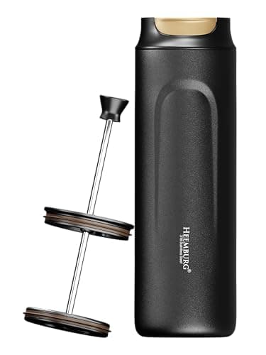 HEEMBURG French Press To Go 430 ml Edelstahl doppelwandig isoliert | auslaufsichere Reise Kaffeepresse | Thermo French Press bruchsicher | Mini Kaffeepresse Reise To Go ohne Strom für 1–2 Tassen