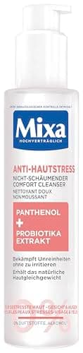Mixa Anti-Hautstress Nicht-schäumender Comfort Cleanser – Sanfte Gesichtsreinigung & Make-up Entferner mit Panthenol & Probiotika – Beruhigt gestresste Haut – Ohne Parfum & Alkohol – 150ml