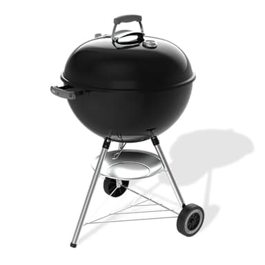Weber Original Kettle Holzkohlegrill/Porzellanemaillierter Deckel und Kessel, 57 cm Grillfläche, One-Touch-Reinigungssystem, Deckelthermometer, Dreibein-Ständer und Räder, Schwarz