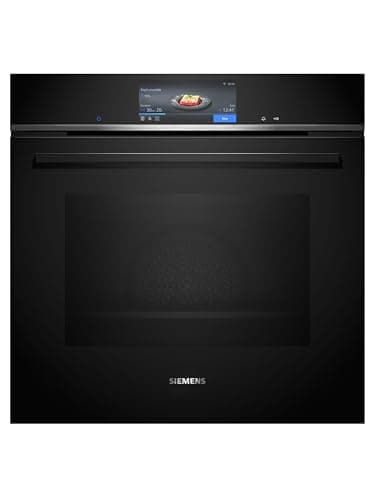 Siemens HB778G3B1, iQ700 Smarter Einbau-Backofen, 60 x 60 cm, Made in Germany, Pyrolyse & Hydrolyse Selbstreinigung, Bratenthermometer, Air Fry, Farbiger Touchscreen, 4D Heißluft, Schwarz
