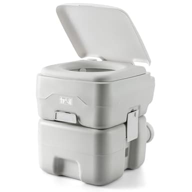 Trail Transportable Campingtoilette, Kompakte Camping Toiletten mit Spülung, Abnehmbarer Fäkalientank (10 l/20 l), Doppeldichtungs-Schieberventil Gegen Gerüche, Camping Toilette Outdoor Angeln