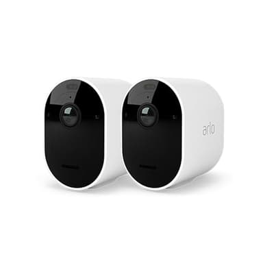 Arlo Pro 4 Überwachungskamera Aussen WLAN 2er Set, Kabellos, 2K HDR Qualitätsprodukt, 160° Sichtfeld, Spotlight, Nachtsicht, Bewegungsmelder, Anti-Diebstahl-Sirene + mit Arlo Secure Testzeitraum