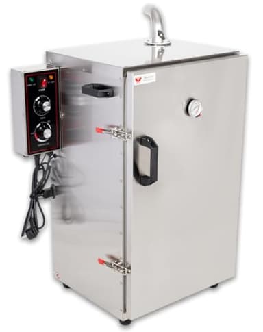 Beeketal 'BDSH-S03' elektrischer Edelstahl Räucherofen mit Wärmedämmung (doppelwandig), Räucherschrank mit Zeitsteuerung, Thermostat (30-135°C) und Gewürzschublade - (H/B/T) ca. 900 x 600 x 410 mm