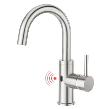 CREA Infrarot Wasserhahn 360° drehbar mit Automatischer Sensor Berührungslose, Einhebelmischer Armatur für Waschbecken Bad/Spülbecken Küche aus Edelstahl gebürstet
