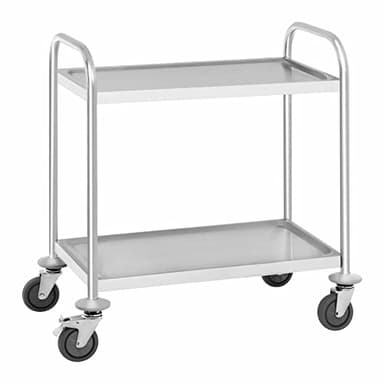 Royal Catering RCSW 2.1H Servierwagen Edelstahl Küchenwagen mit Rollen Transportwagen 2 Borde (Tragfähigkeit: 150 kg, Tablettabstand: 45,5 cm)