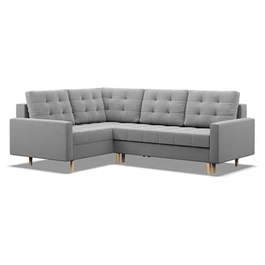 Mebligo - Ecksofa mit Schlaffunktion und Bettkasten Elma, Eckcouch mit Ottomane Links, Sofa L Form (BxTxH) 223 x 172 x 88 cm, Couch Wohnzimmer, Ecke Sofa, Grau (Lux 32)