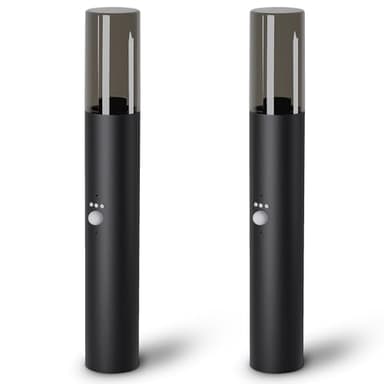 SSC-LUXon 2er Set VARDA Sockellampe mit Bewegungsmelder & Dämmerungssensor - Standlampe Außen für 1x E27 Birne rund Höhe 50cm IP44