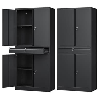 Sightlife Werkzeugschrank Metallschrank - 180x40x80cm Abschließbar Multifunktionaler Stahlschrank, Werkstattschrank mit Verstellbaren Trennwänden, Werkzeugschrank mit Schubladen (Ohne Räder)