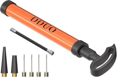 DDUO Tragbare Ballpumpe, Luftpumpe mit Nadel, Düse, Verlängerungsschlauch für Basketbälle, Fußball, Volleyball, Rugby, Fast Air Inflator (Orange Pro)